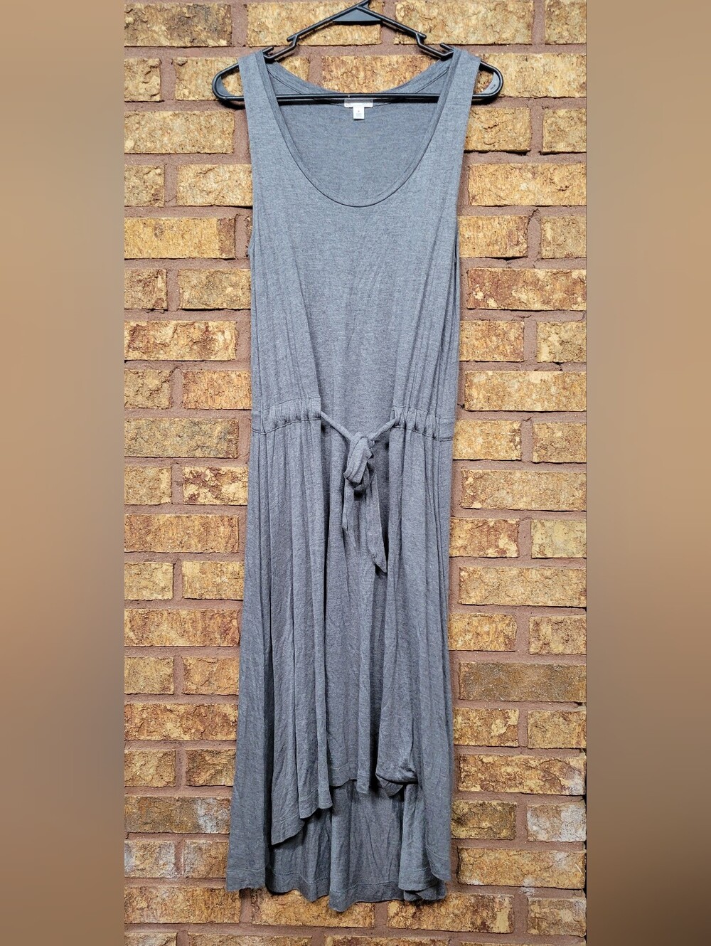 Gap High Low Tank Dress Gray Size Medium 100% Rayon Stretch Tie Waist Sleeveless